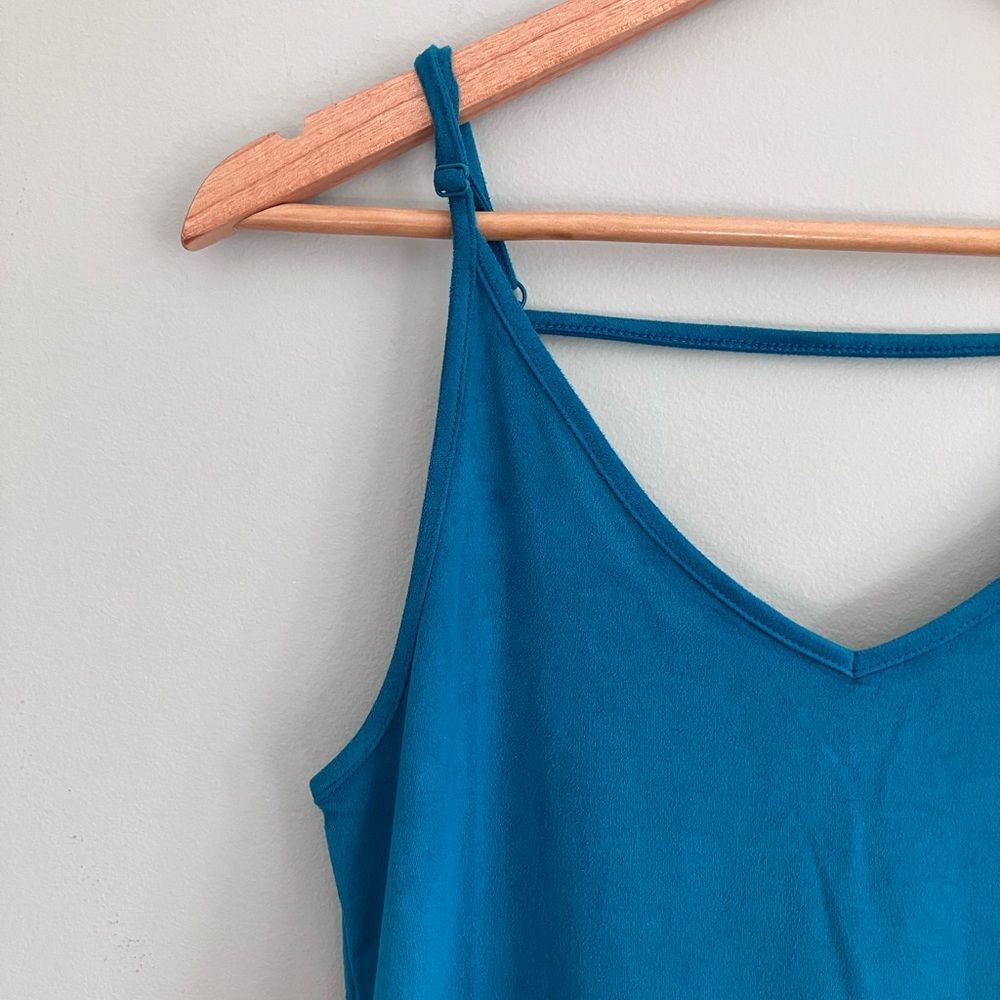 SHYANNE Jewel Blue Faux Suede Asymmetric Tank Size Size S - Picture 2 of 8